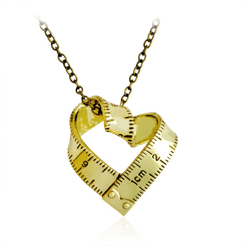 Misura collana contorta a forma di cuore righello pendente scala misura nastro collana per donna uomo gioielli regalo per insegnante studente 