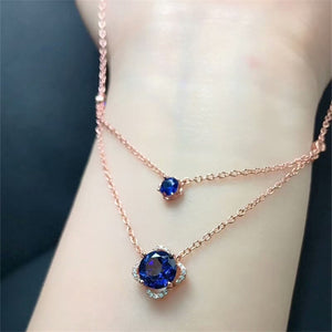 Collana con ciondolo ametista per pietra preziosa naturale da donna con due catene sottili Gioielli in argento 925 Moda gioielli viola 