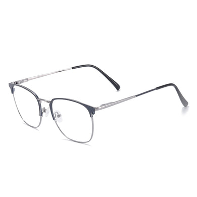 Medium Full Rim Metal Men and Women Rectangular Spectacles Frame With Spring Hinge For Multifocal Prescription Lenses