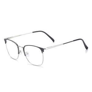 Medium Full Rim Metal Men and Women Rectangular Spectacles Frame With Spring Hinge For Multifocal Prescription Lenses