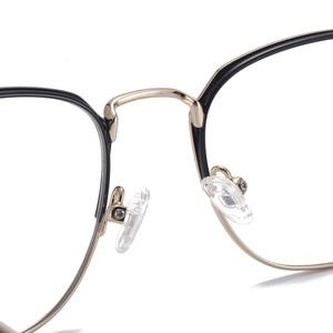 Medium Full Rim Metal Men and Women Rectangular Spectacles Frame With Spring Hinge For Multifocal Prescription Lenses