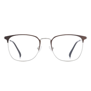 Medium Full Rim Metal Men and Women Rectangular Spectacles Frame With Spring Hinge For Multifocal Prescription Lenses