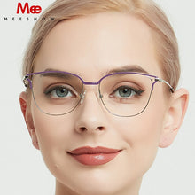 Carica l&#39;immagine nel visualizzatore di Gallery, Meeshow Lega di Titanio Occhiali Ultraleggeri Telaio da Donna Cat Eye Miopia Montatura da vista Europa Occhiali da vista 2023 