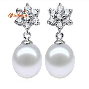 [MeiBaPJ] 8-9MM Real pearl Women's Flower earrings Good for Birthd gifts