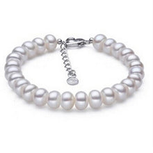 Carica l'immagine nel visualizzatore di Gallery, [MeiBaPJ] 925 Sterling Silver 8-9mm Fashion Semiround Pearl Bracelet for Women Lover Heart Accessaries Bangle Gift Bag