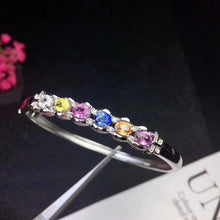 Carica l'immagine nel visualizzatore di Gallery, [MeiBaPJ] 925 Sterling Silver Bangle Natural Very Rare Natural Coloured Sapphire Gemstone Bracelet for Women Fine Accessaries