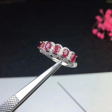 [ Burma Natural Pigeon Blood Ruby Gemstone Fashion Ring for Women Real 925 Sterling Silver Fine Jewelry