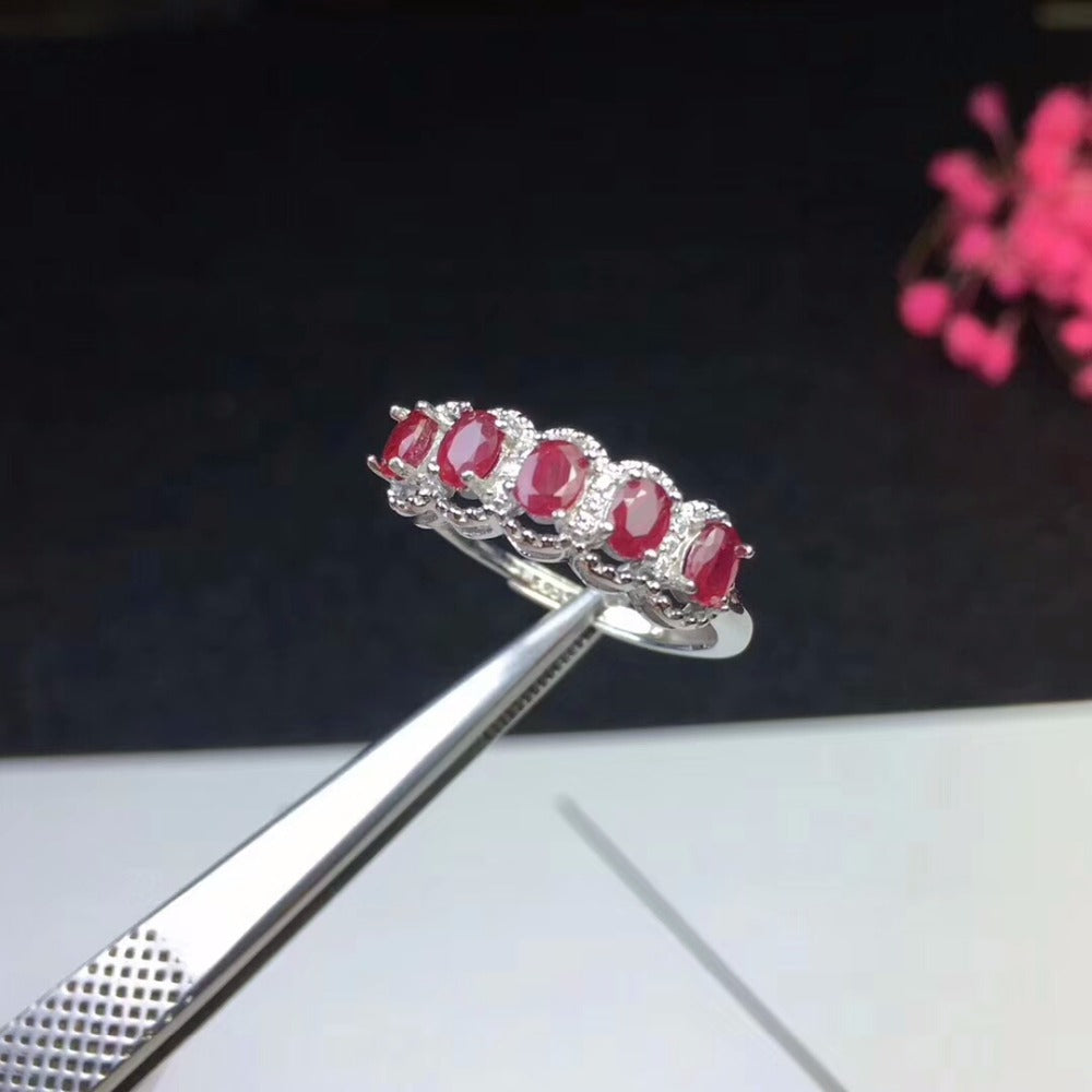 [ Burma Natural Pigeon Blood Ruby Gemstone Fashion Ring for Women Real 925 Sterling Silver Fine Jewelry