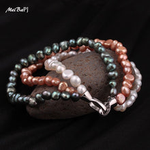Load image into Gallery viewer, Natural Mixed Color Pearl Bracelet Pure Handmade Bangle Pearl With Real 925 Silver Clasp Fine Jewelry SL-113