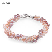 Load image into Gallery viewer, Natural Mixed Color Pearl Bracelet Pure Handmade Bangle Pearl With Real 925 Silver Clasp Fine Jewelry SL-113
