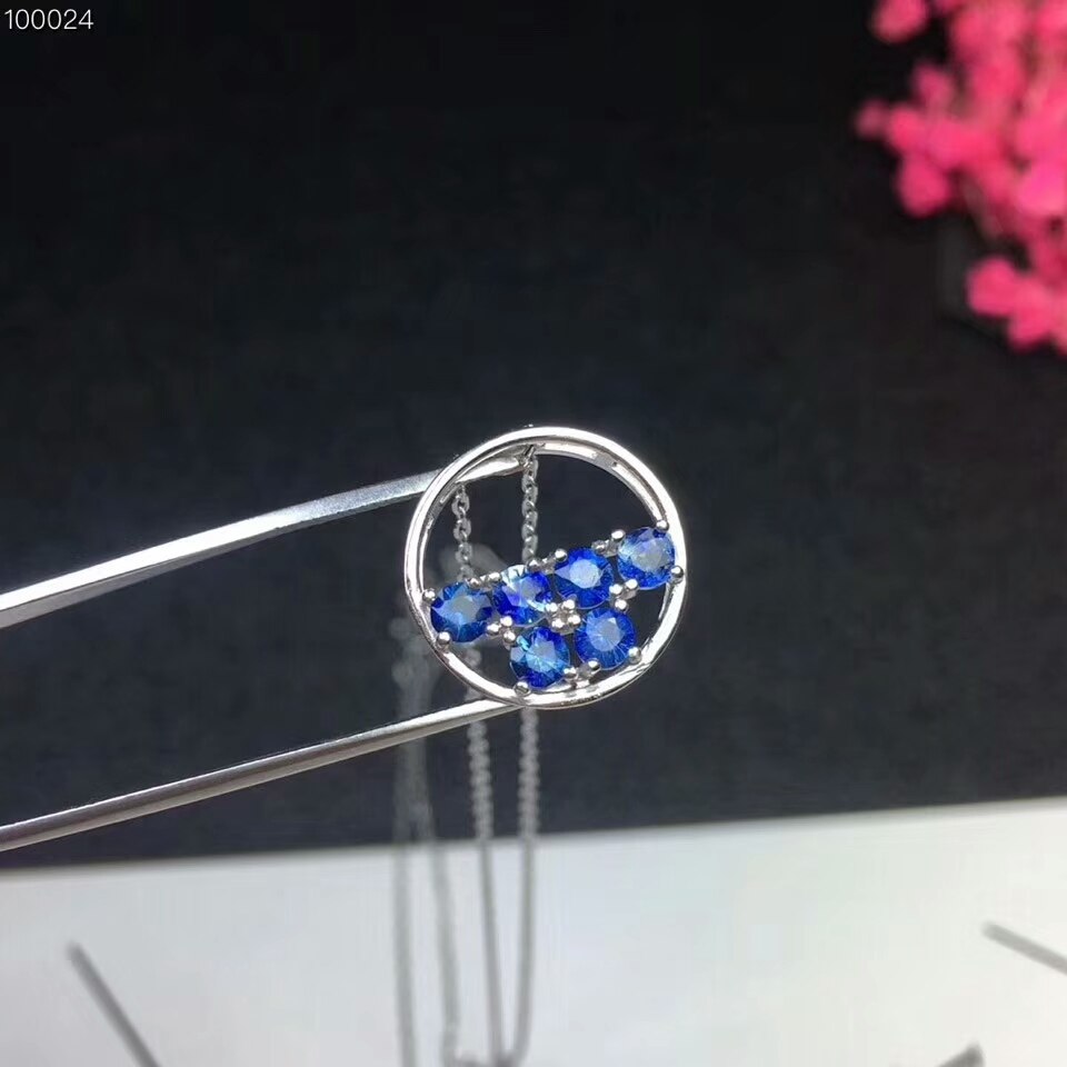 [MeiBaPJ]Natural Sapphire Pendant Necklace with Certificate 925 Pure Silver Blue Stone Fine Charm Jewelry for Women