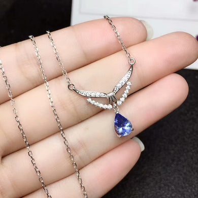 [MeiBaPJ]Collana con pendente in vera pietra preziosa di tanzanite naturale con certificato di gioielli in argento puro 925 con fascino pregiato per le donne 