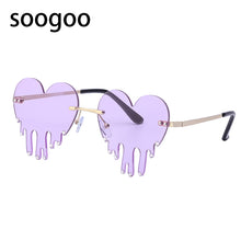 Load image into Gallery viewer, Melting Heart Sunglasses Women Men 2023 Rimless Brand Design Heart Frame Vintage Funny Party Sun Glasses