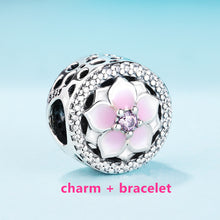 Load image into Gallery viewer, 925 sterling Silver Bracelets for women with Radiant Hearts charms fit silver charms beads DIY bangles fine jewelry br001