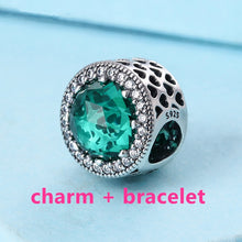 Load image into Gallery viewer, 925 sterling Silver Bracelets for women with Radiant Hearts charms fit silver charms beads DIY bangles fine jewelry br001