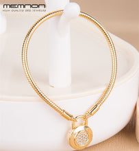 Load image into Gallery viewer, Silver Smooth Shine Gold rose gold Bracelets for women 925 sterling silver Signature Padlock bracelet fit Charms DIY
