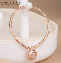 Load image into Gallery viewer, Silver Smooth Shine Gold rose gold Bracelets for women 925 sterling silver Signature Padlock bracelet fit Charms DIY