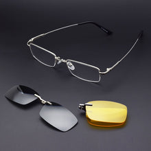 Load image into Gallery viewer, Memory Glasses Frame Fold Magnet Clip Myopia Silver Clip on Sunglasses Magnetic Men Mirror Gold Night Vision Goggles Soft Temple
