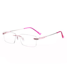 Load image into Gallery viewer, Memory Metal Men And Women Rimless Eyeglasses Glasses Rectangular Prescription Glasses For Myopia &amp; Reading Rimless Frame