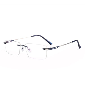 Memory Metal Men And Women Rimless Eyeglasses Glasses Rectangular Prescription Glasses For Myopia &amp; Reading Rimless Frame