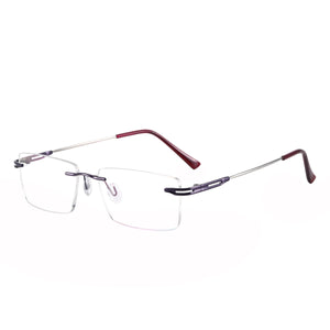 Memory Metal Men And Women Rimless Eyeglasses Glasses Rectangular Prescription Glasses For Myopia &amp; Reading Rimless Frame