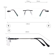 Load image into Gallery viewer, Memory Metal Men And Women Rimless Eyeglasses Glasses Rectangular Prescription Glasses For Myopia &amp; Reading Rimless Frame