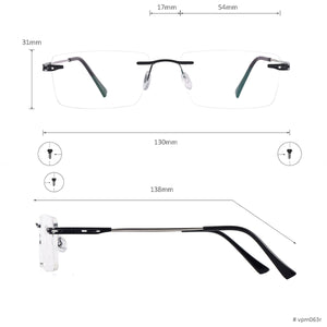 Memory Metal Men And Women Rimless Eyeglasses Glasses Rectangular Prescription Glasses For Myopia &amp; Reading Rimless Frame