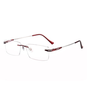 Memory Metal Men And Women Rimless Eyeglasses Glasses Rectangular Prescription Glasses For Myopia &amp; Reading Rimless Frame