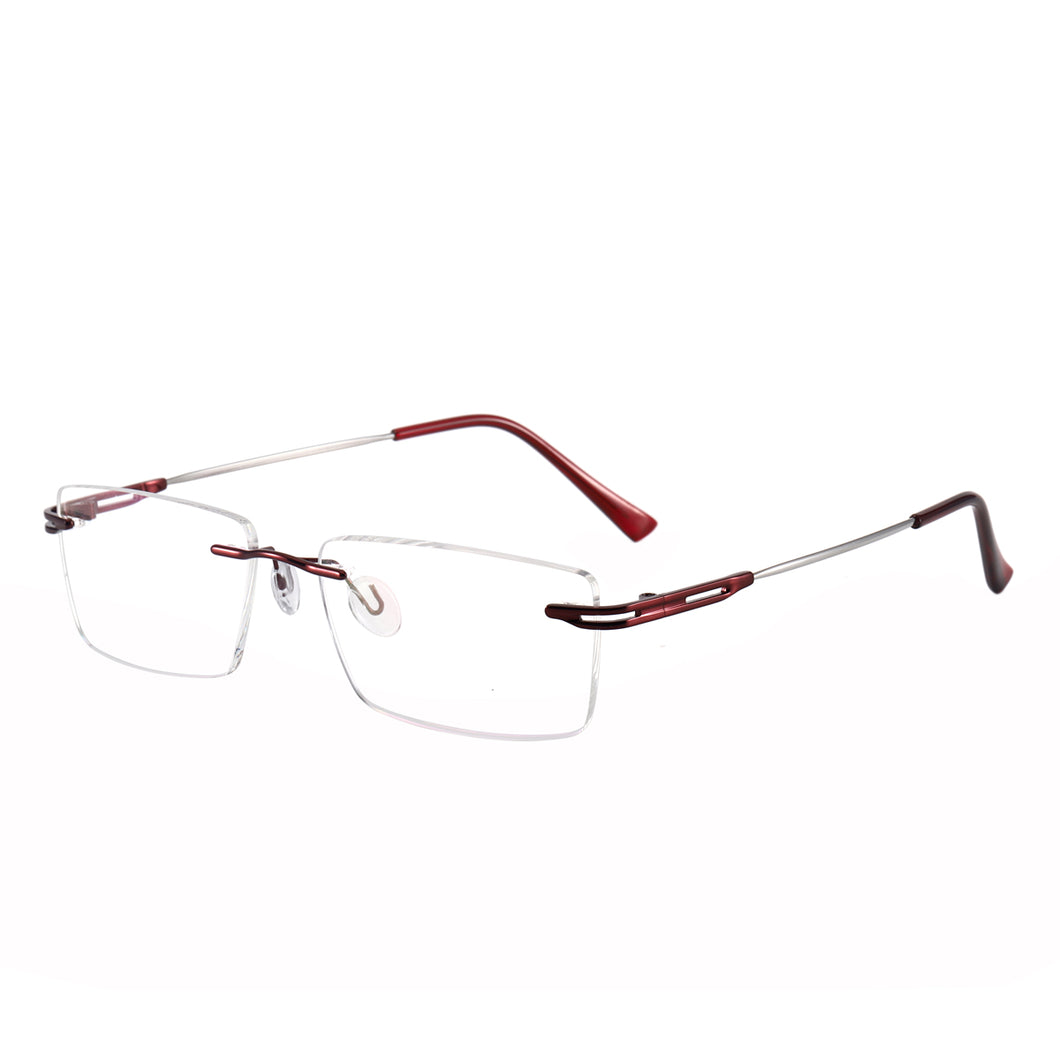 Memory Metal Men And Women Rimless Eyeglasses Glasses Rectangular Prescription Glasses For Myopia & Reading Rimless Frame