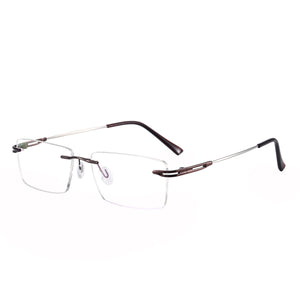 Memory Metal Men And Women Rimless Eyeglasses Glasses Rectangular Prescription Glasses For Myopia &amp; Reading Rimless Frame