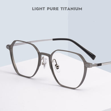 Men And Women Aluminum-Magnesium Polygonal Glasses Frame Ultra-Light Full-Frame Pure Titanium Prescription Glasses Frame 5052