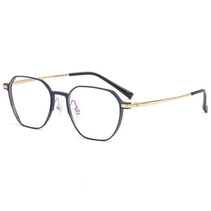 Men And Women Aluminum-Magnesium Polygonal Glasses Frame Ultra-Light Full-Frame Pure Titanium Prescription Glasses Frame 5052