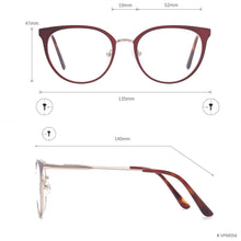 Load image into Gallery viewer, Men And Women Full Rim Cat Eye Medium Metal Eyeglasses Frame With Spring Hing For Optical Prescription Lenses