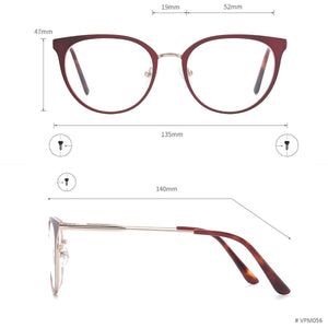 Men And Women Full Rim Cat Eye Medium Metal Eyeglasses Frame With Spring Hing For Optical Prescription Lenses