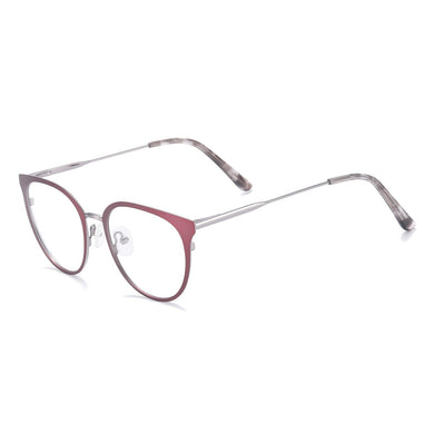 Men And Women Full Rim Cat Eye Medium Metal Eyeglasses Frame With Spring Hing For Optical Prescription Lenses