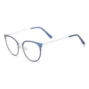 Men And Women Full Rim Cat Eye Medium Metal Eyeglasses Frame With Spring Hing For Optical Prescription Lenses