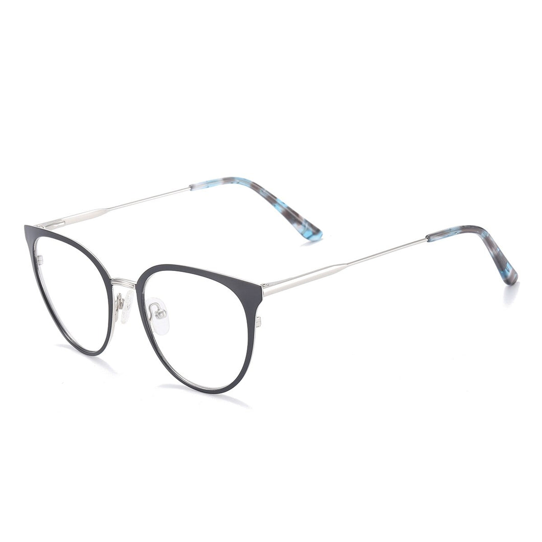 Men And Women Full Rim Cat Eye Medium Metal Eyeglasses Frame With Spring Hing For Optical Prescription Lenses
