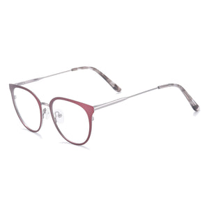 Men And Women Full Rim Cat Eye Medium Metal Eyeglasses Frame With Spring Hing For Optical Prescription Lenses