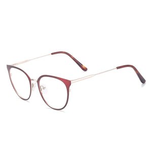 Men And Women Full Rim Cat Eye Medium Metal Eyeglasses Frame With Spring Hing For Optical Prescription Lenses