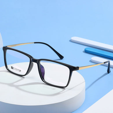 Men Business Style Full Rim Eyeglasses Beta Titanium Frame Glasses Rectangular Spectacles with Spring Hinges