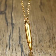 Load image into Gallery viewer, Men Classic Bullet Pendant Necklace Stainless Steel Openable Perfume Necklace Black Silver Gold Color Punk Necklace