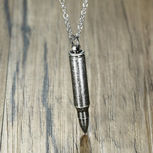 Load image into Gallery viewer, Men Classic Bullet Pendant Necklace Stainless Steel Openable Perfume Necklace Black Silver Gold Color Punk Necklace