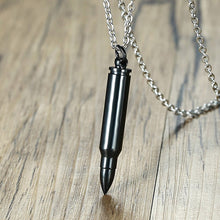Load image into Gallery viewer, Men Classic Bullet Pendant Necklace Stainless Steel Openable Perfume Necklace Black Silver Gold Color Punk Necklace