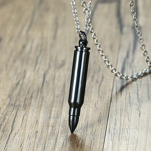 Men Classic Bullet Pendant Necklace Stainless Steel Openable Perfume Necklace Black Silver Gold Color Punk Necklace