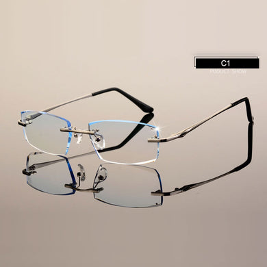 Men Eyewear C001 Diamond Trimming Cutting Rimless Eyeglasses Prescription Optical Glasses Frame for Man Spectacles