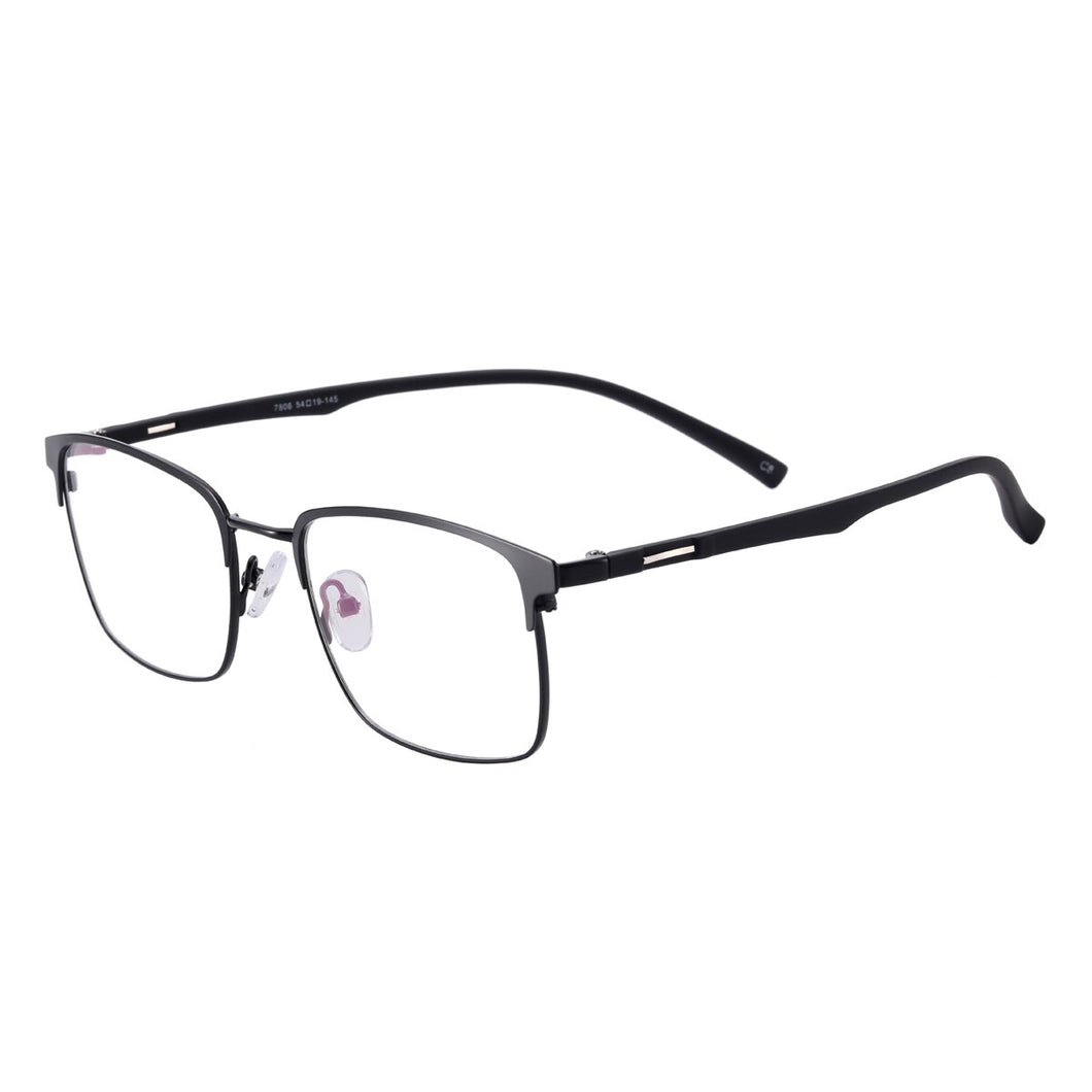 Men Metal Square Full Rim Eyeglasses Frame With TR90 Temple For Optical Lenses Myopia Reading Lens