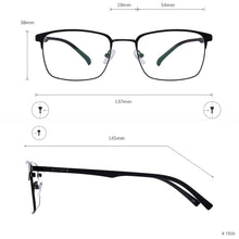 Carica l&#39;immagine nel visualizzatore di Gallery, Men Metal Square Full Rim Eyeglasses Frame With TR90 Temple For Optical Lenses Myopia Reading Lens
