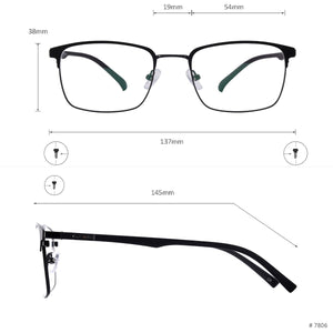 Men Metal Square Full Rim Eyeglasses Frame With TR90 Temple For Optical Lenses Myopia Reading Lens