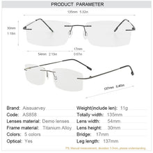 Load image into Gallery viewer, Men Glasses Frames Rimless Eyeglasses Optical Brand Designer Prescription Titanium Alloy Light Handsome Business Eyewear Cheap