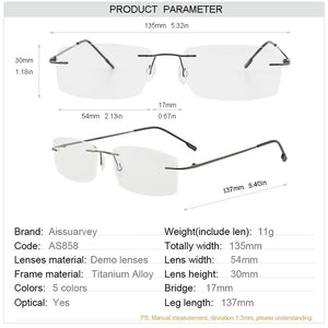 Men Glasses Frames Rimless Eyeglasses Optical Brand Designer Prescription Titanium Alloy Light Handsome Business Eyewear Cheap